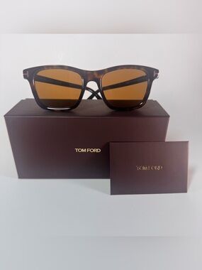 NWT Tom Ford Barron TF1179 ECO 52E Tortoise Brown Sunglasses 54mm Italy